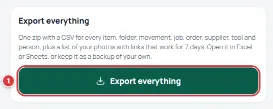 The Export everything card with the button marked.