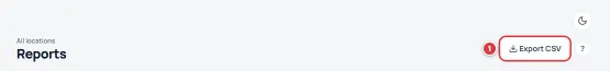 The top of Reports with Export CSV marked.