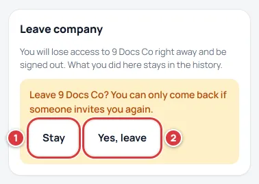 The Leave company question with Stay and Yes, leave numbered.