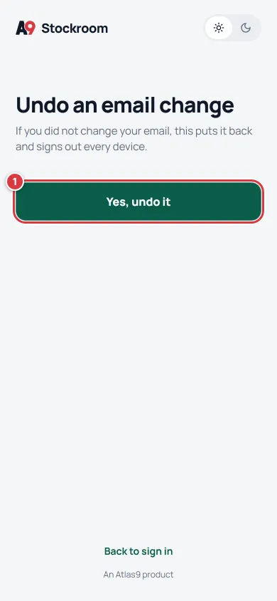 The undo page, with the Yes, undo it button.